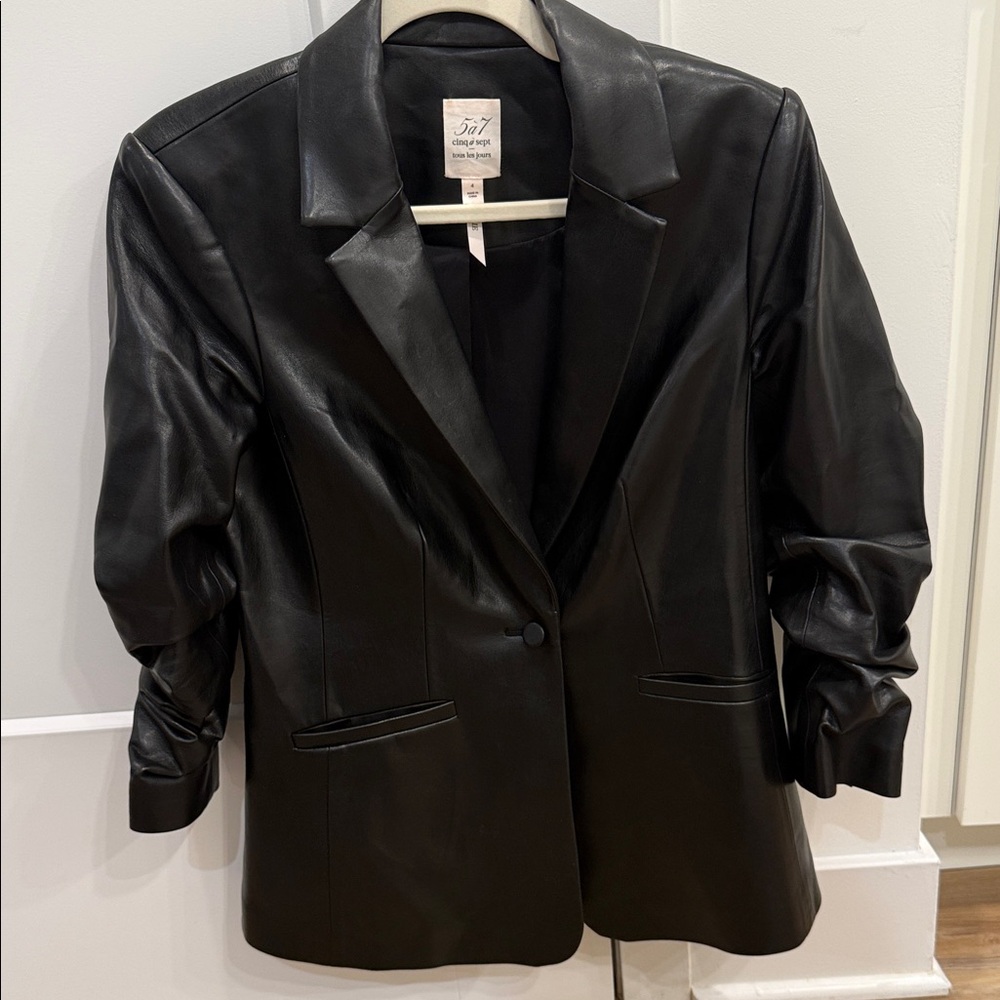 Cinq à Sept Black Leather Blazer current item